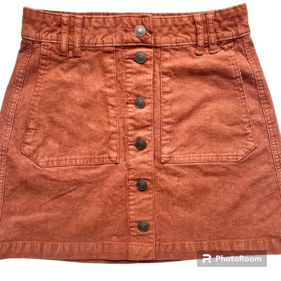 American Eagle High Waisted Corduroy Mini Skirt Rust/Brown Size 00 - Picture 7 of 12